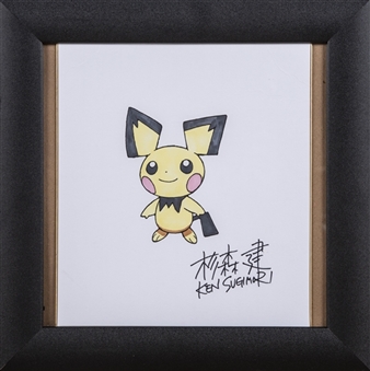 2006 Ken Sugimori Pokemon Pichu Original Hand Drawn and Signed Drawing - Extremely Rare (Pokemon LOA & JSA)